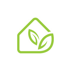 Home natural real estate logo. Home with leaf icon design. garden logo design