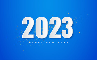 Simple and bold number 2023 in white on a blue background.