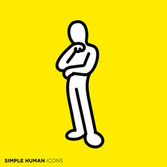 シンプルな人間のアイコンシリーズ　「考える人」 - obrazy, fototapety, plakaty