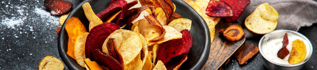Bowl of healthy colorful vegetable chips