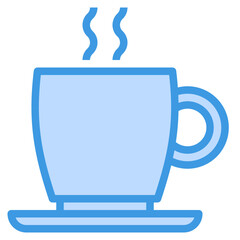 coffee cup blue outline icon