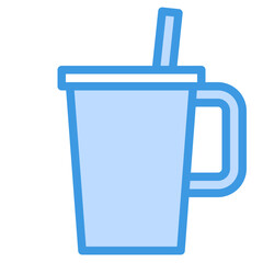 coffee cup blue outline icon
