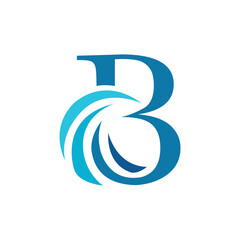Ocean waves with letter B logo. Wave-shaped logo