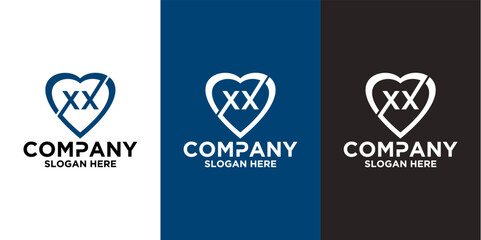Initial letter x x love logo vector design template