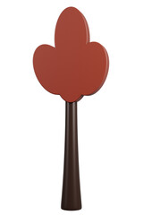 Autumn forest tree on a white background. 3D render illustration