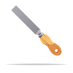 Flat file tool with wooden handle vector isolated illustration