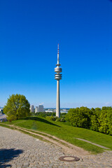 Obraz premium Panoramic of Olympic park in Munich town, Germany.