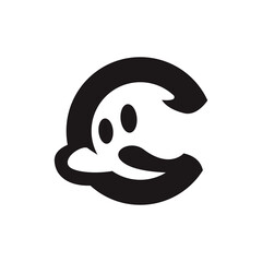 Ghost logo design with letter C. Ghost logo design