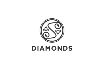 Jewelry jewellery logo Luxury diamond gold icon simple minimalist design women decoration feminine.