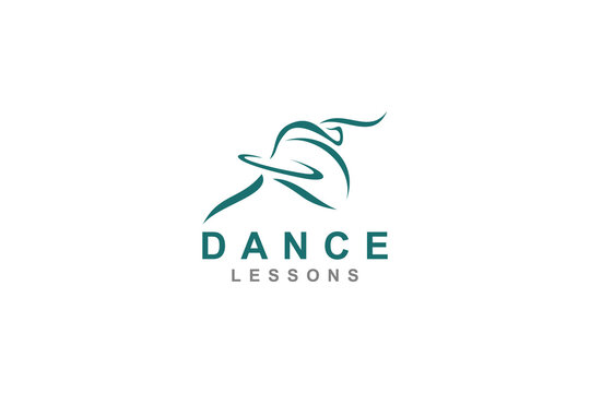 Dance ballet logo design beautiful girl abstract shape
