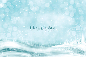 New year and christmas winter landscape card background