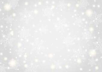 雪の結晶とキラキラ背景銀
