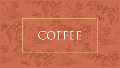coffee label packaging of drawing vintage ink on paper for product. coffee banner advertising for digital promotion. coffee ink drawing