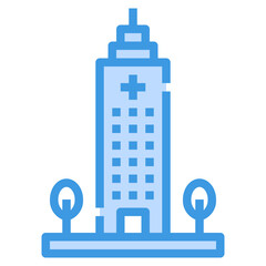 hospital blue outline icon