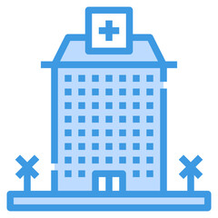 hospital blue outline icon