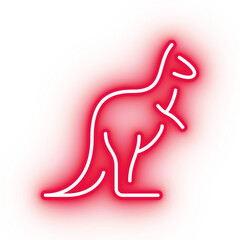 Neon red kangaroo icon, glowing wallaby icon on transparent background