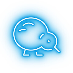 Neon blue kiwi icon, kiwi illustration on transparent background