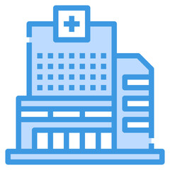 hospital blue outline icon