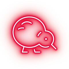 Neon red kiwi icon, kiwi illustration on transparent background