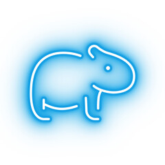 Neon blue wombat icon, glowing animal icon on transparent background