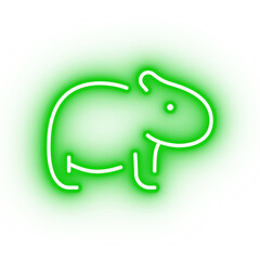 Fototapeta premium Neon green wombat icon, glowing animal icon on transparent background