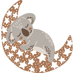 Adorable Sleeping Koala Hand Drawn Vector Illustration