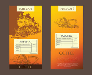 coffee label packaging of drawing vintage ink on paper for product. coffee banner advertising for digital promotion. coffee ink drawing