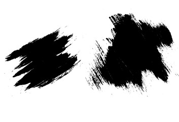 silhouette of black ink brush strokes isolated on white background with clipping path.