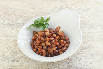 Boiled lentil in the bowl