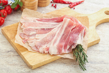 Raw pork bacon for roast