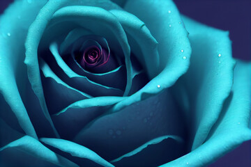 Fototapeta na wymiar Teal Rose, Made by AI, Artificial Intelligence