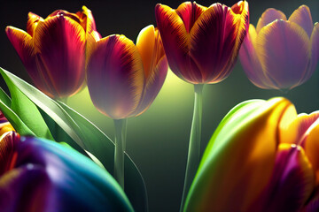 Colorful Tulips, Made by AI, Artificial Intelligence