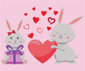 Obraz na płótnie Canvas rabbit with hearts