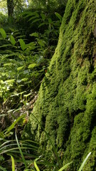 Fototapeta na wymiar green moss on the tree