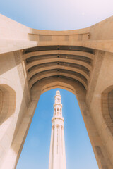 Low angle shot of Sultan Qaboos Grand Mosque in Muscat, Oman