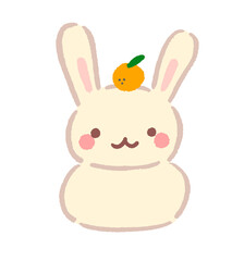 さぎの鏡餅手描きイラスト