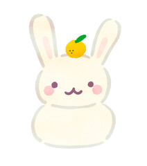 さぎの鏡餅手描きイラスト