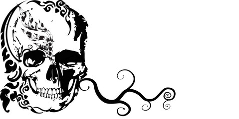  skull and pattern dragon decoration and line Thai.