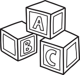 Hand Drawn block toys for children illustration