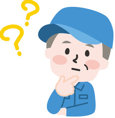 はてなを浮かべるシニア男性作業員 