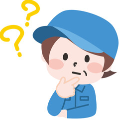 はてなを浮かべるシニア女性作業員 