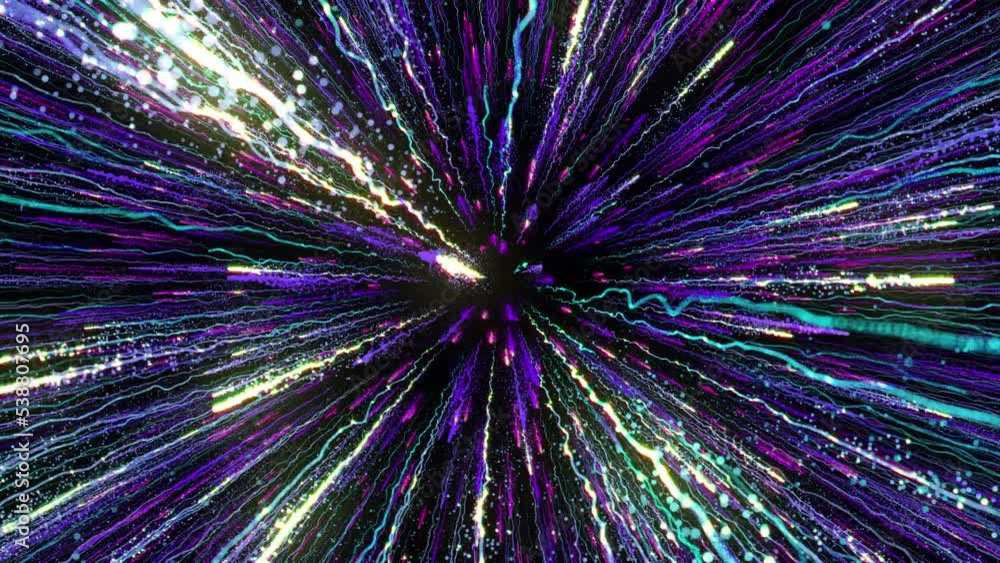 Aufkleber bright multi-colored particles fill the space with jets of energy and light. shiny colorful abstract