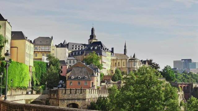 Luxembourg City, Luxembourg. Panoramic cityscape image of old town Luxembourg City 