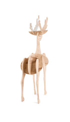 Decorative wooden reindeer on white background