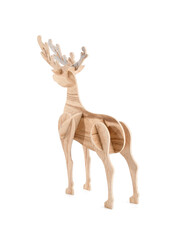 Decorative wooden reindeer on white background