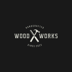 Vintage Retro Woodwork, Craftsman Carpentry Logo design