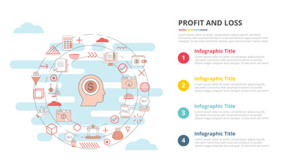 p and l profit and loss concept for infographic template banner with four point list information - obrazy, fototapety, plakaty