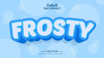 Editable text style effect - winter text with snow illustration