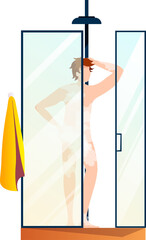 Man taking a shower illustration