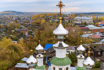 View of the ancient Ural city of Kungur (Russia) in autumn.